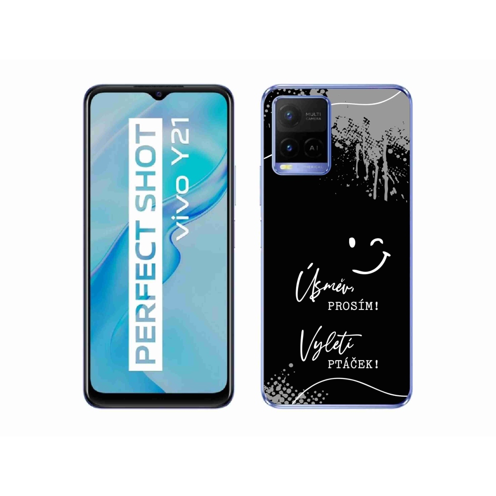Gél borító mmCase a Vivo Y21/Y21s/Y33s készülékhez - vicces szöveg 4 fekete háttérrel