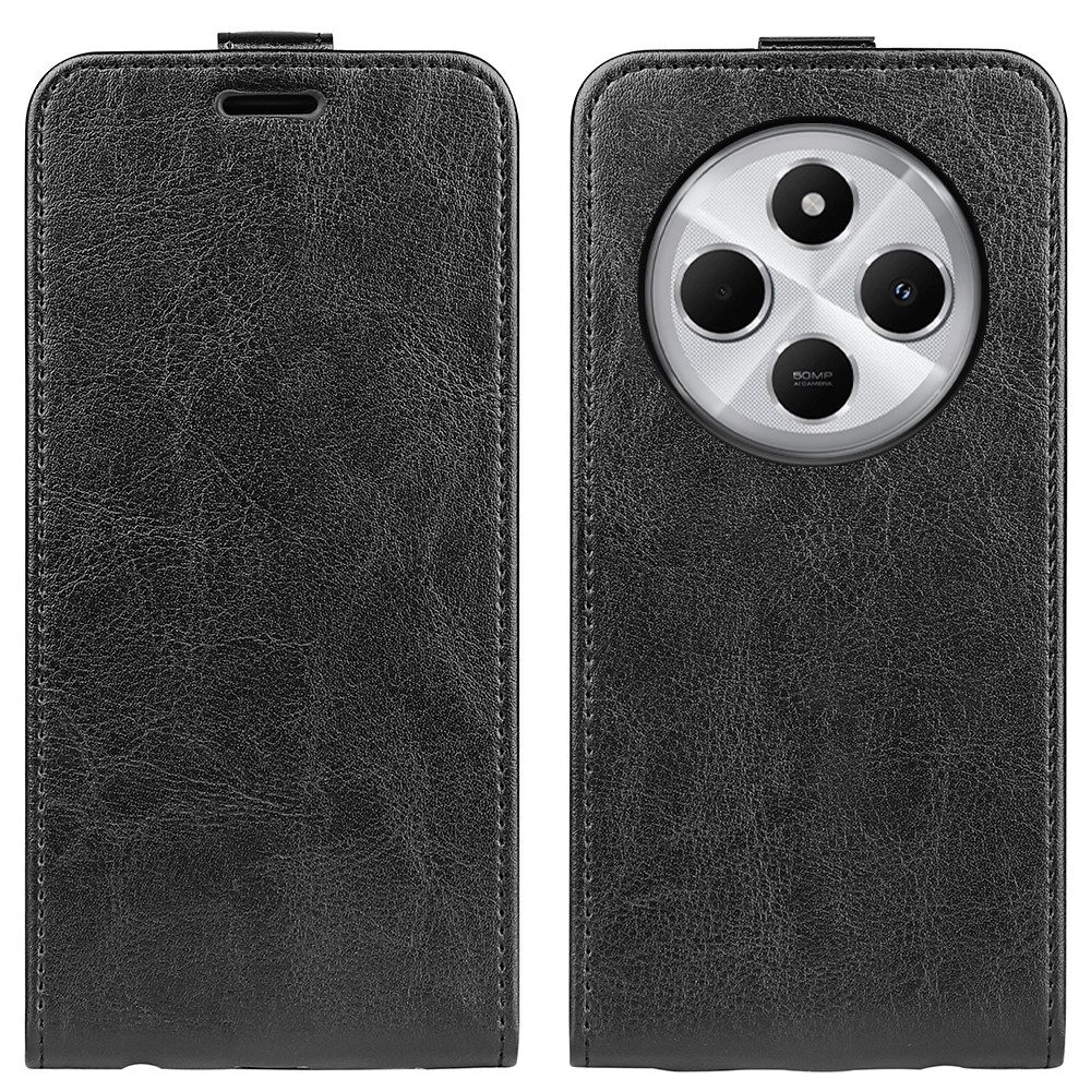 Függőleges könyvtáska Xiaomi Redmi 14C/Poco C75 számára - fekete