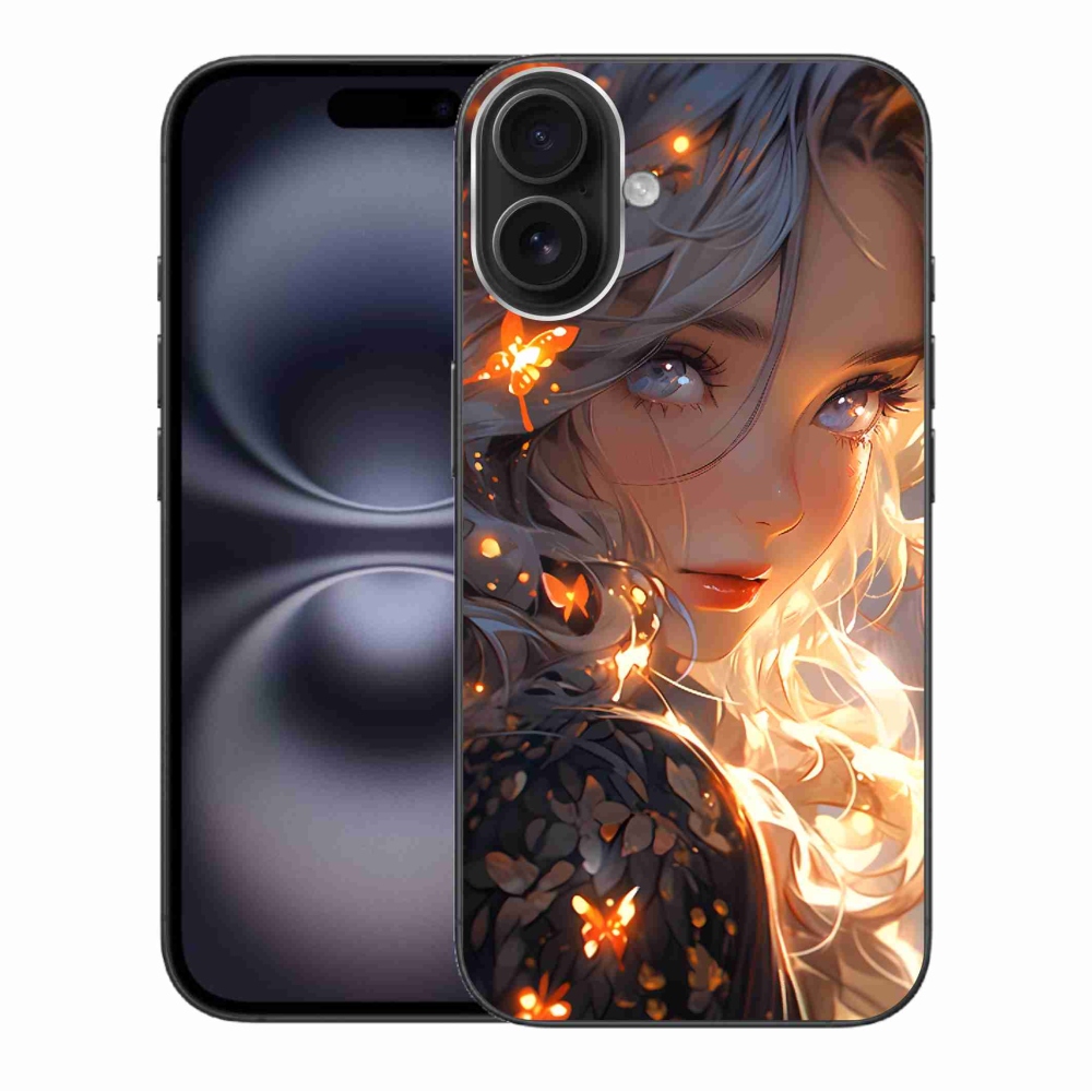 Gél borítás mmCase iPhone 16 Plus készülékhez - lány és pillangók