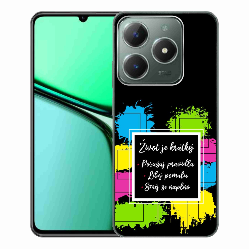 Gél borítás mmCase a Realme C61-en - idézet 5 fekete háttér