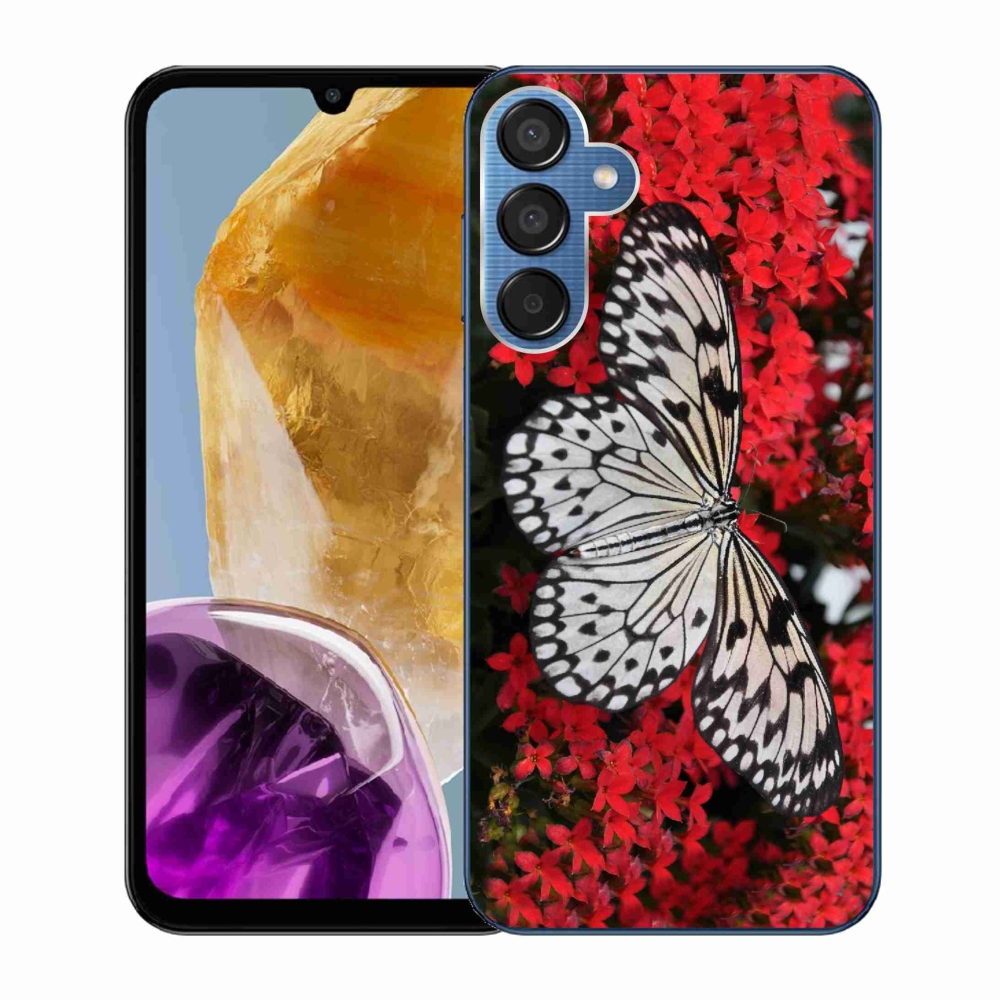 Zselés borítás mmCase Samsung Galaxy M15 5G - fekete-fehér pillangó 1