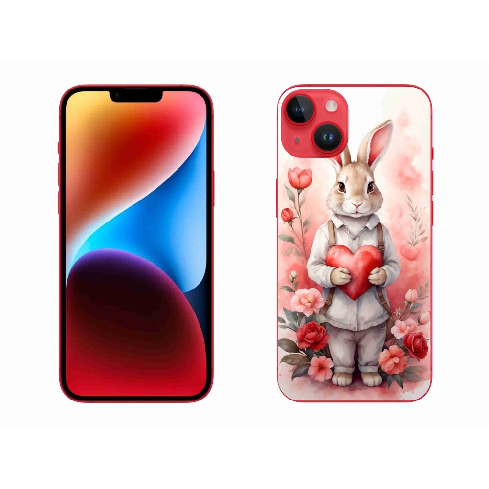 Zselés borítás mmCase iPhone 14 Plus készülékhez - nyúl szívvel