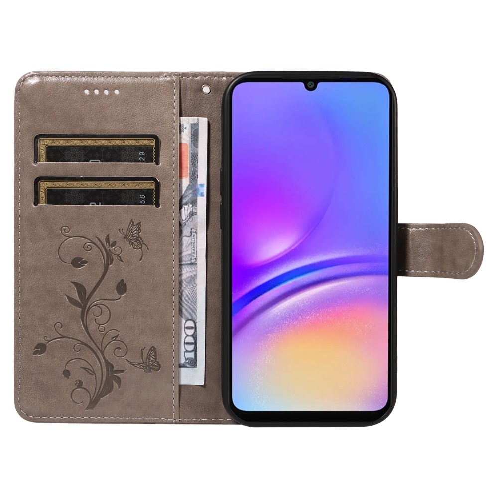 Virágos könyv tok Samsung Galaxy A06 4G készülékhez - szürke