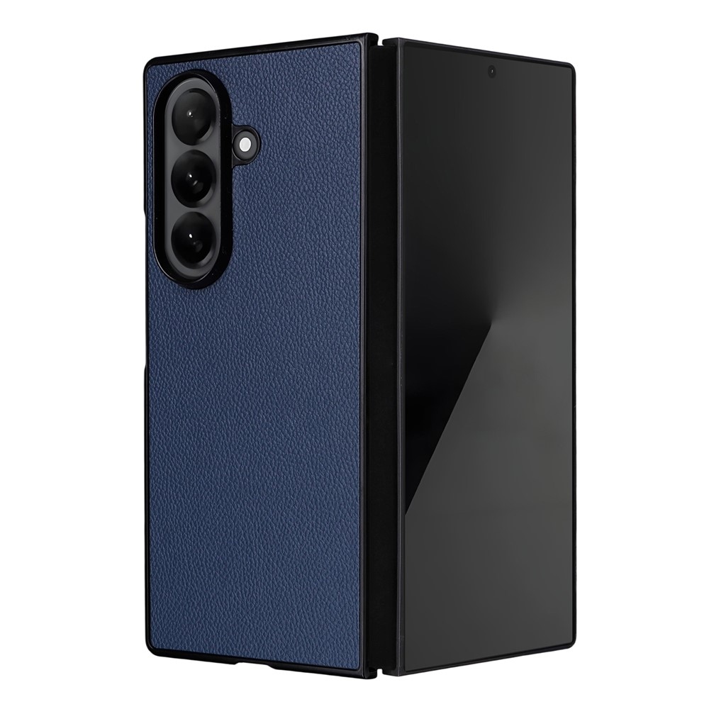 Műbőrrel borított műanyag tok Samsung Galaxy Z Fold7 5G - sötétkék színben