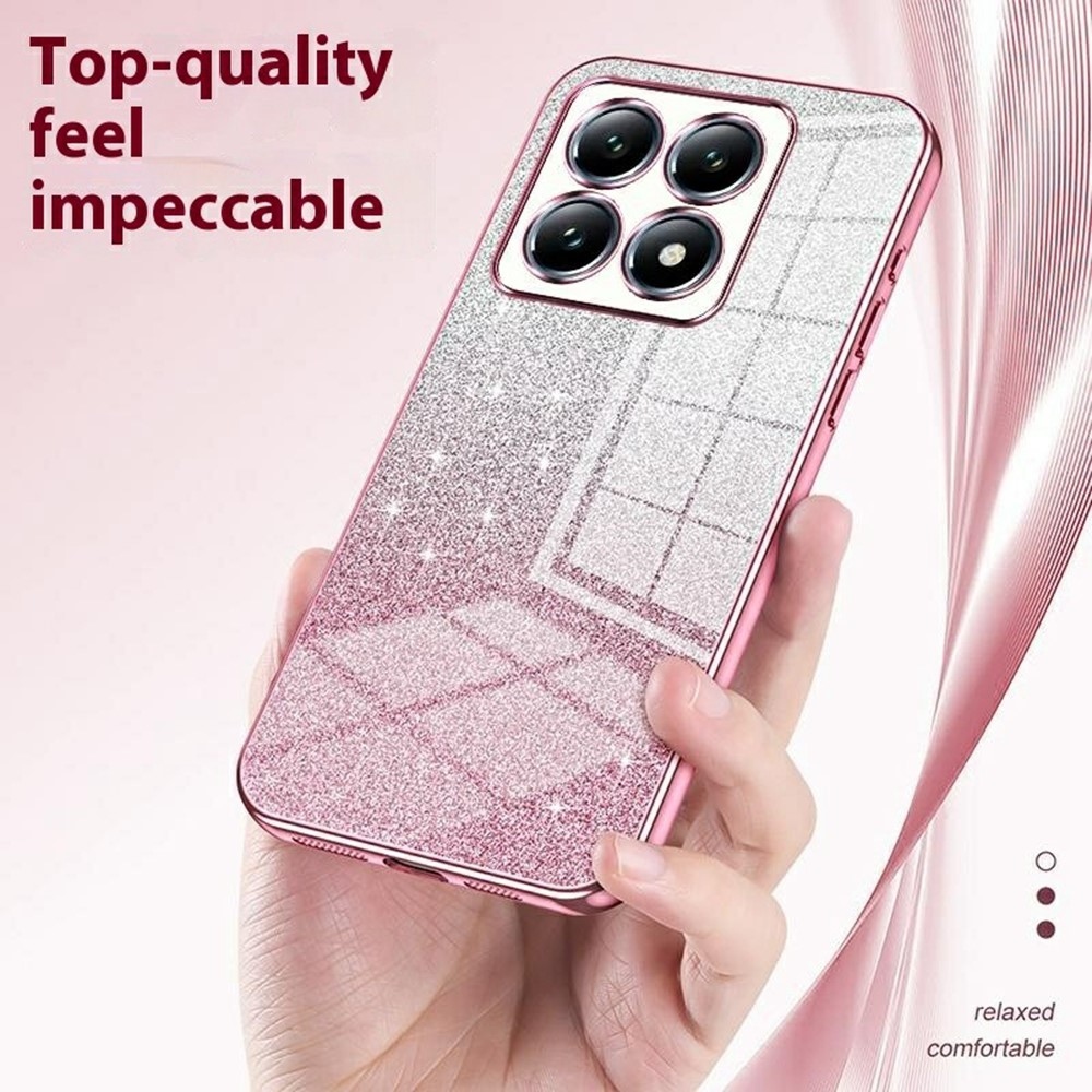 Vágott zselés csillogó tok a Xiaomi 14T Pro-hoz - rózsaszínű