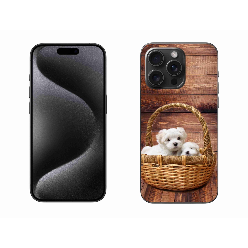 Zselés borítás mmCase iPhone 15 Pro Max készülékhez - kölyökkutyák