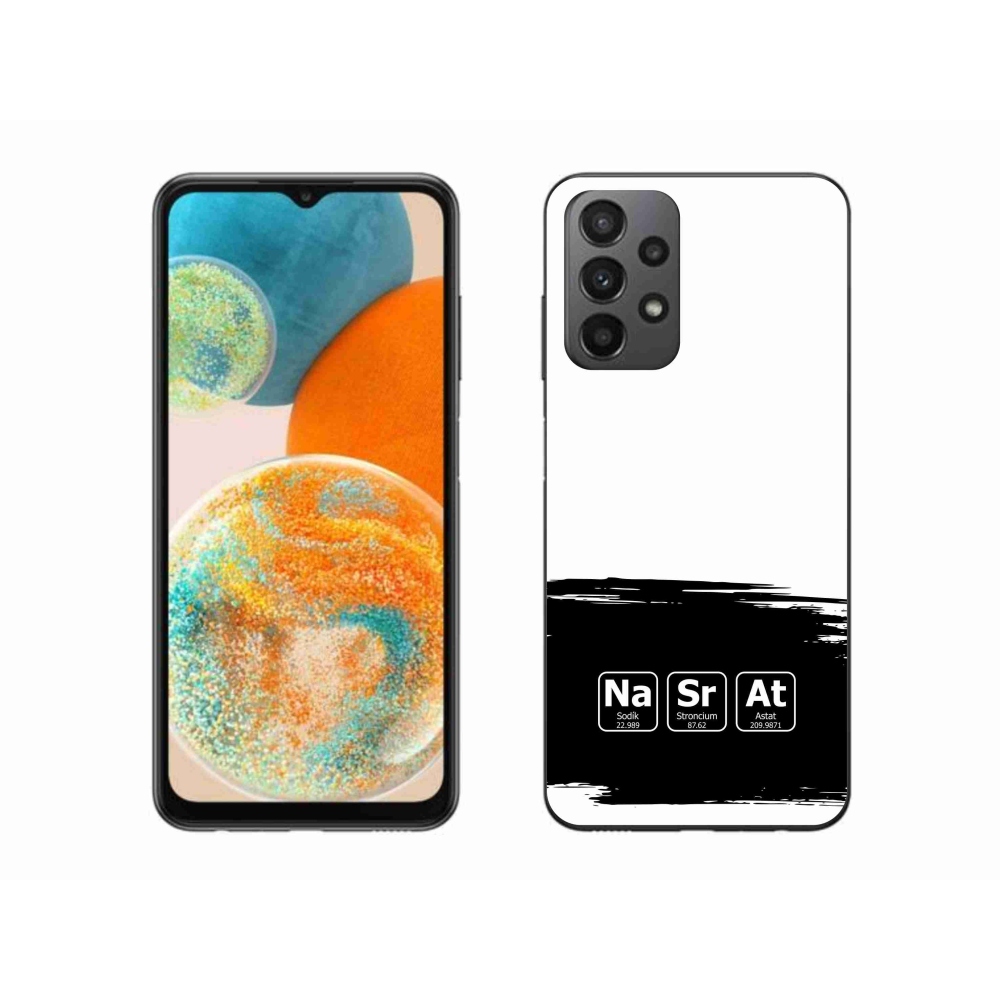 Gél borító mmCase Samsung Galaxy A23 4G/5G - kémiai elemek fekete és fehér háttérrel