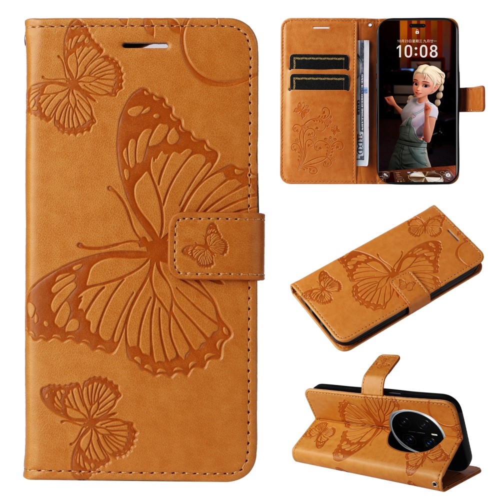 Nagy pillangó könyv tok a Honor Magic 7 Pro 5G számára - sárga