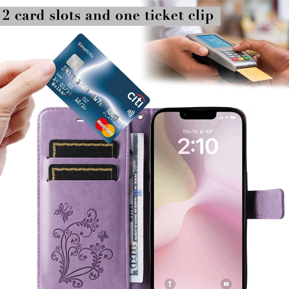 Nagy pillangó könyvtáska iPhone 16e készülékhez - lila