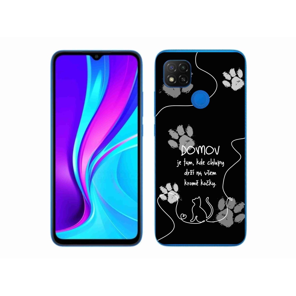 Gél borító mmCase a Xiaomi Redmi 9C-hez - macska motívum fekete háttérrel