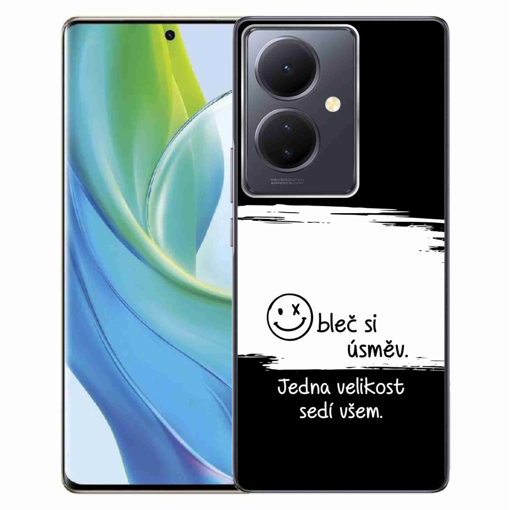 Gél borító mmCase a Vivo V29 Lite 5G-hez - vicces szöveg 8 fekete és fehér háttérrel