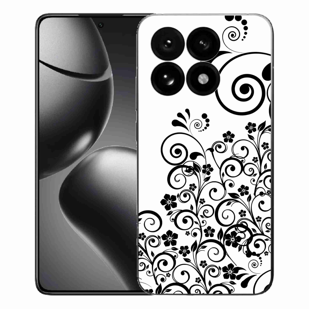 Gél borítás mmCase a Xiaomi 15T-hez - fekete és fehér virágminták
