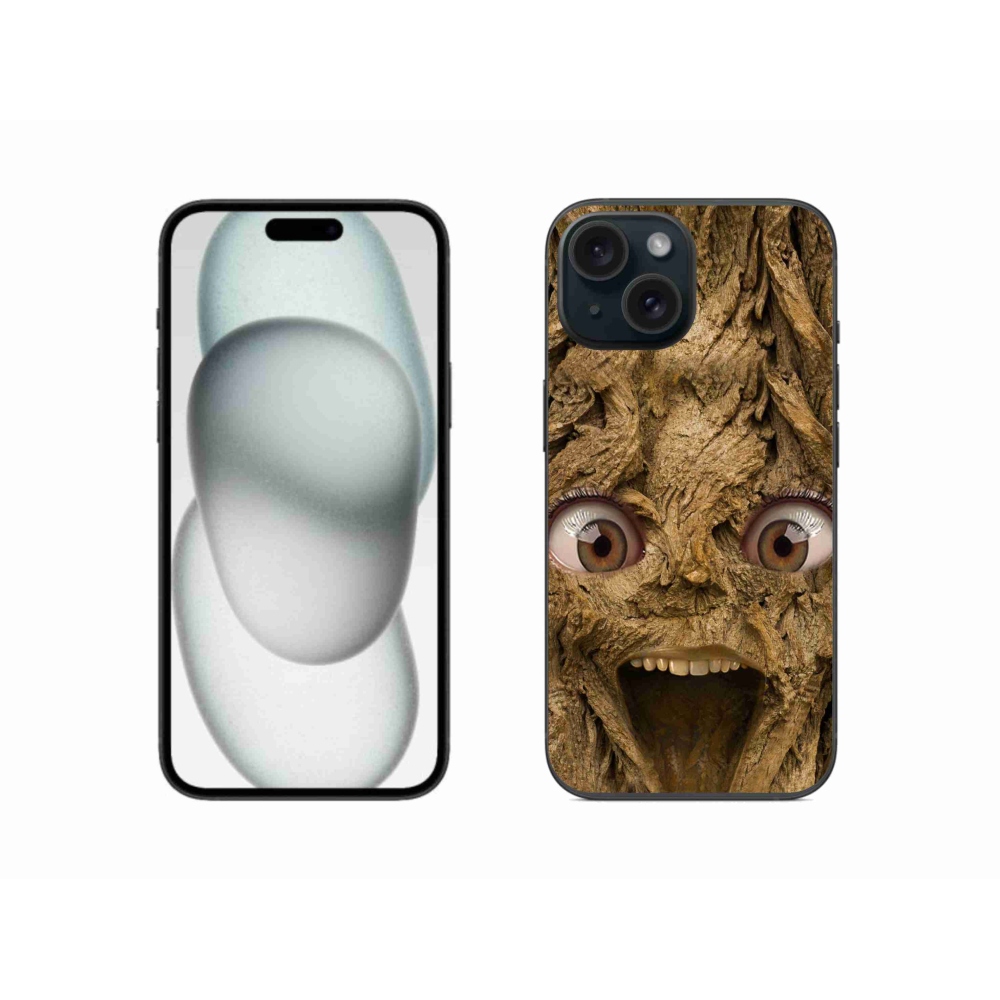 Gél borítás mmCase iPhone 15 készülékhez - boldog fa szemekkel