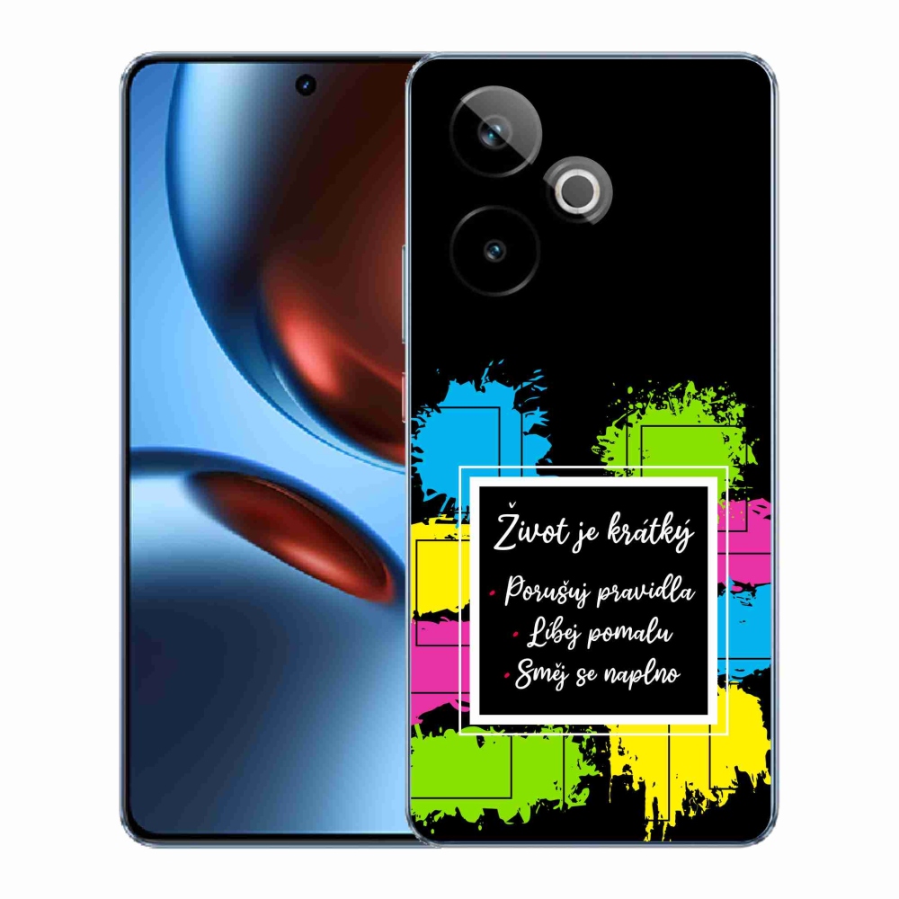 Rugalmas zselés tok mmCase a Realme GT 7 5G/GT 7T 5G képével - idézet 5 fekete háttérrel