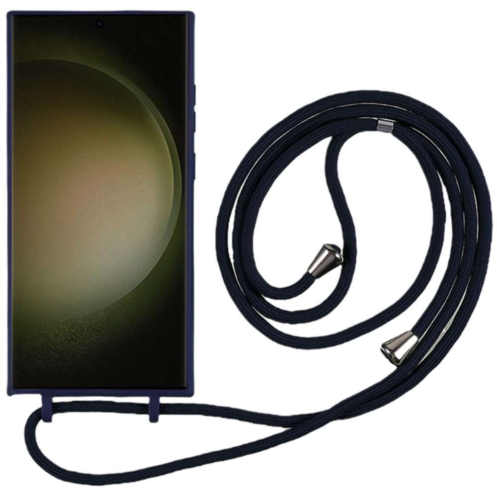 Zsinórral ellátott zselés tok Samsung Galaxy S25 Ultra készülékhez - sötétkék