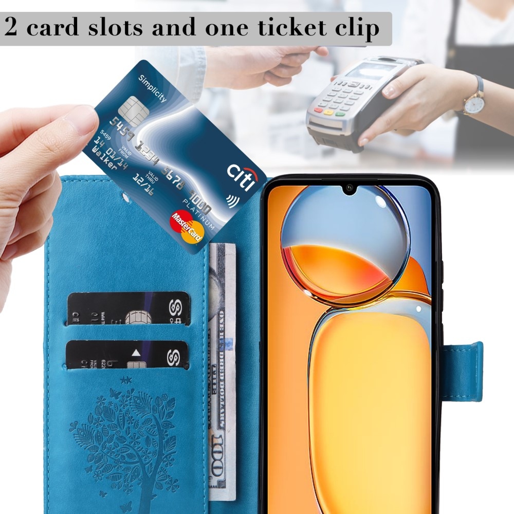 Fák könyvtáska Xiaomi Poco C65/Redmi 13C - kék