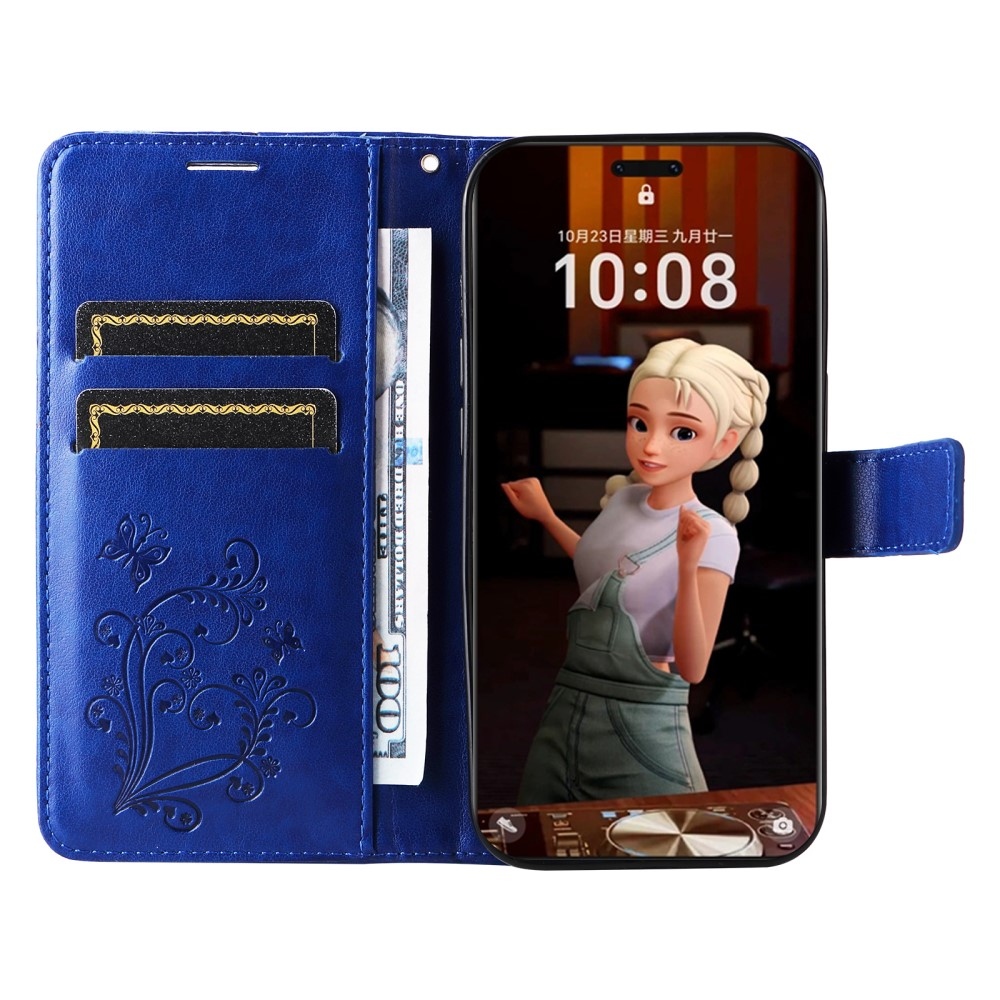 Nagy pillangó könyv tok a Honor Magic 7 Pro 5G számára - kék