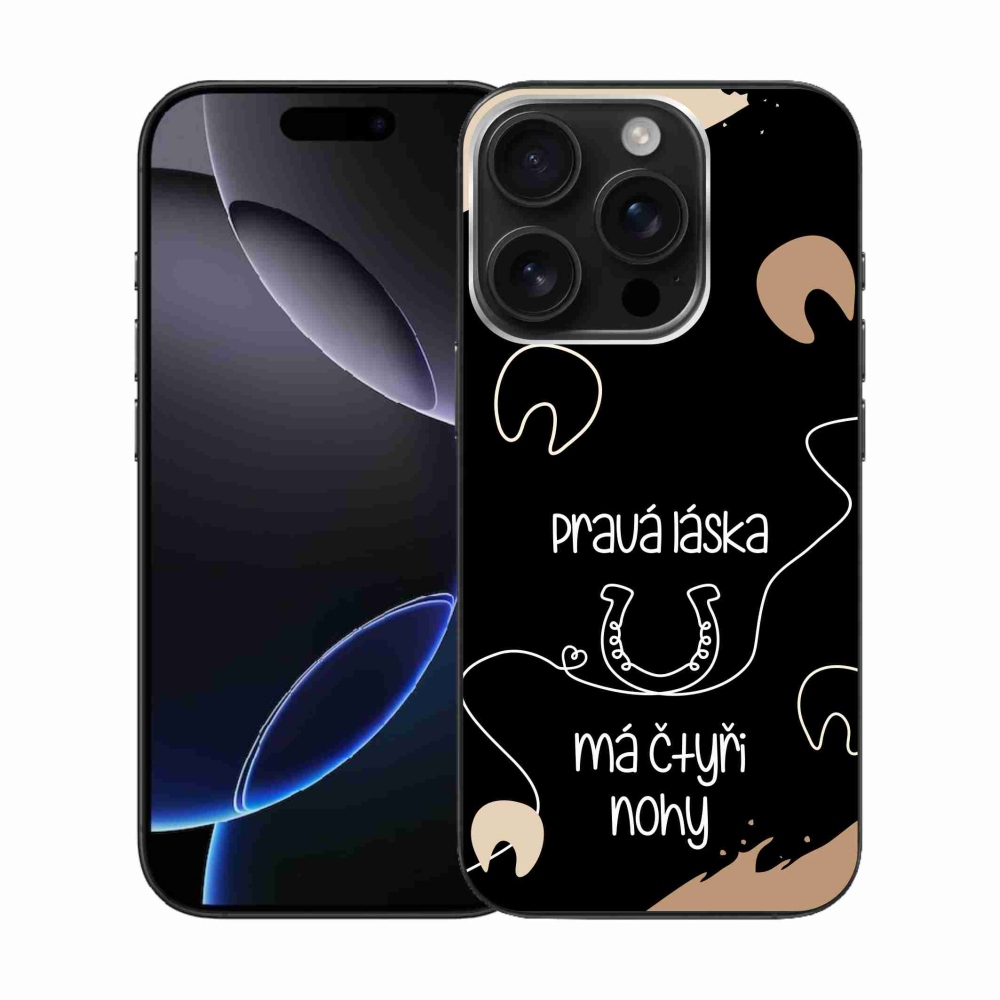 Gél borítás mmCase iPhone 16 Pro készülékhez - Ló motívum fekete háttér