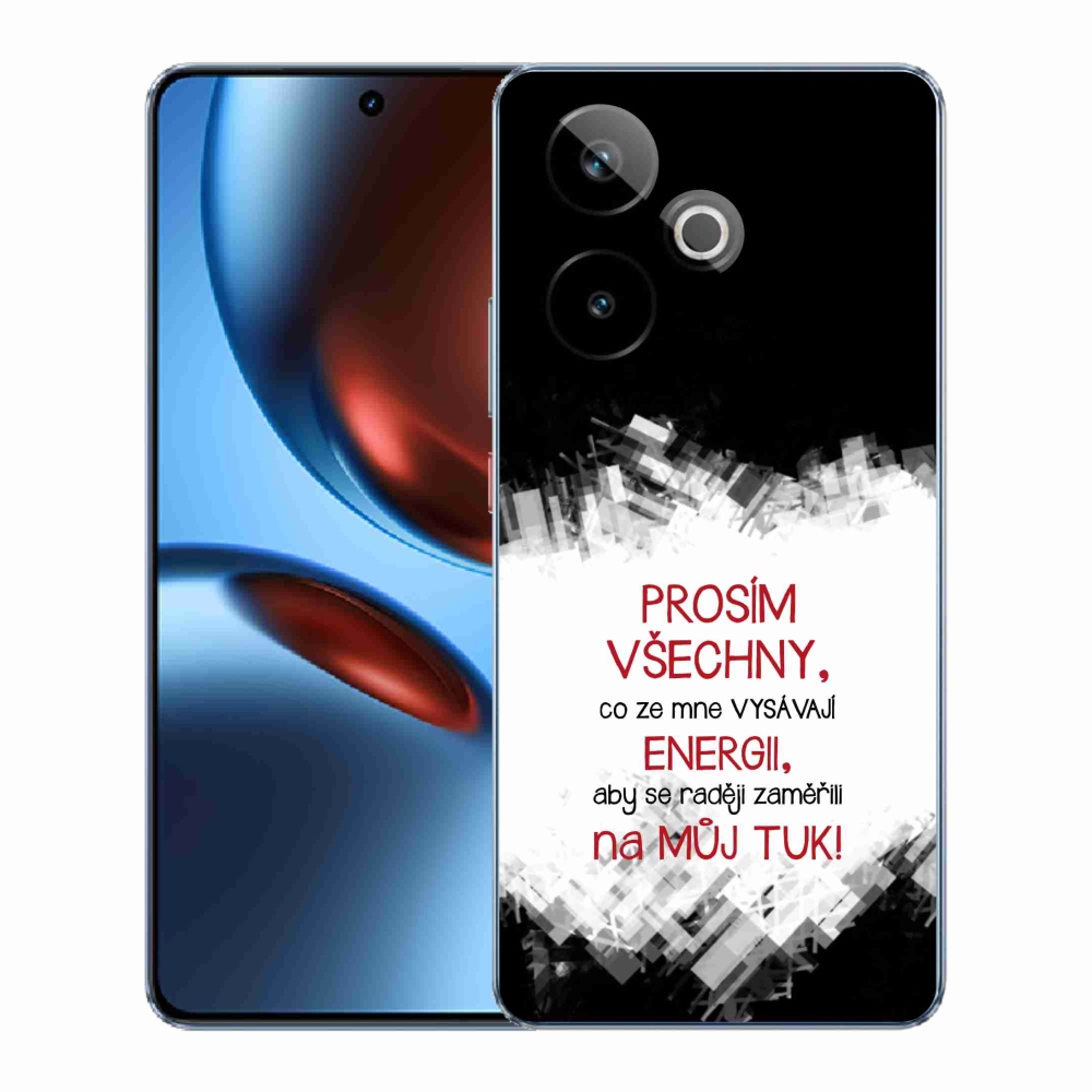 Rugalmas gél tok mmCase képzeletbeli Realme GT 7 5G/GT 7T 5G - vicces szöveg 1 piros