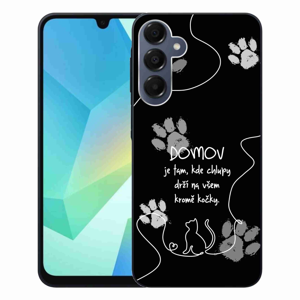 Gél borítás mmCase Samsung Galaxy A16 4G/5G készülékhez - macska motívum fekete háttérrel