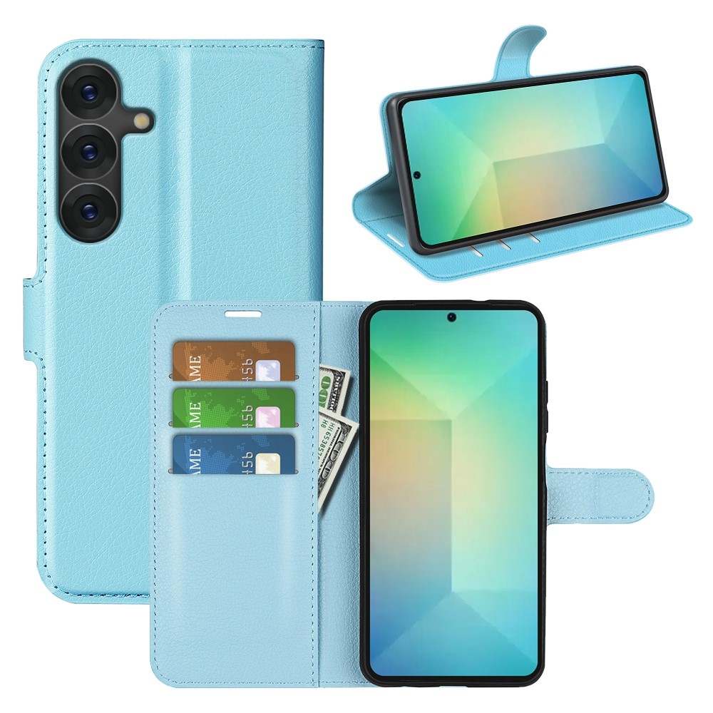 Litchi könyv tok Samsung Galaxy S25 készülékhez - kék