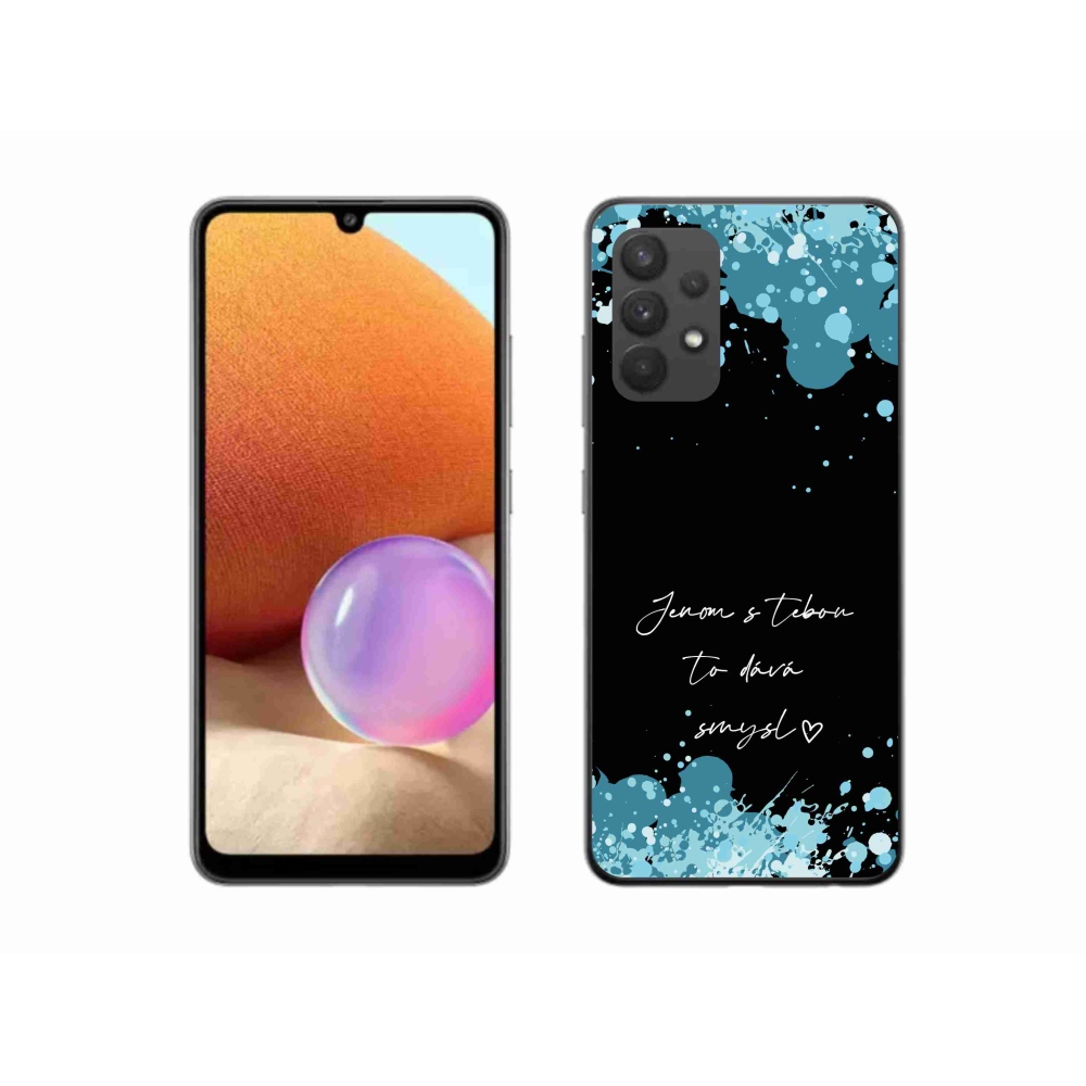 Gél borító mmCase Samsung Galaxy A32 4G - szöveg szerelemben fekete háttérrel