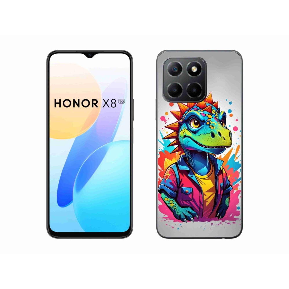 Zselés borítás mmCase a Honor X8 5G készülékhez - színes dinoszaurusz