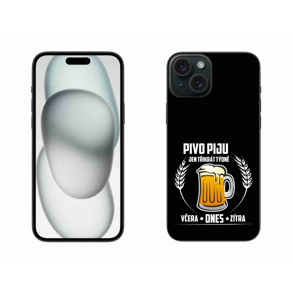 Gél borítás mmCase iPhone 15 Plus készülékhez - sör motívum fekete háttér