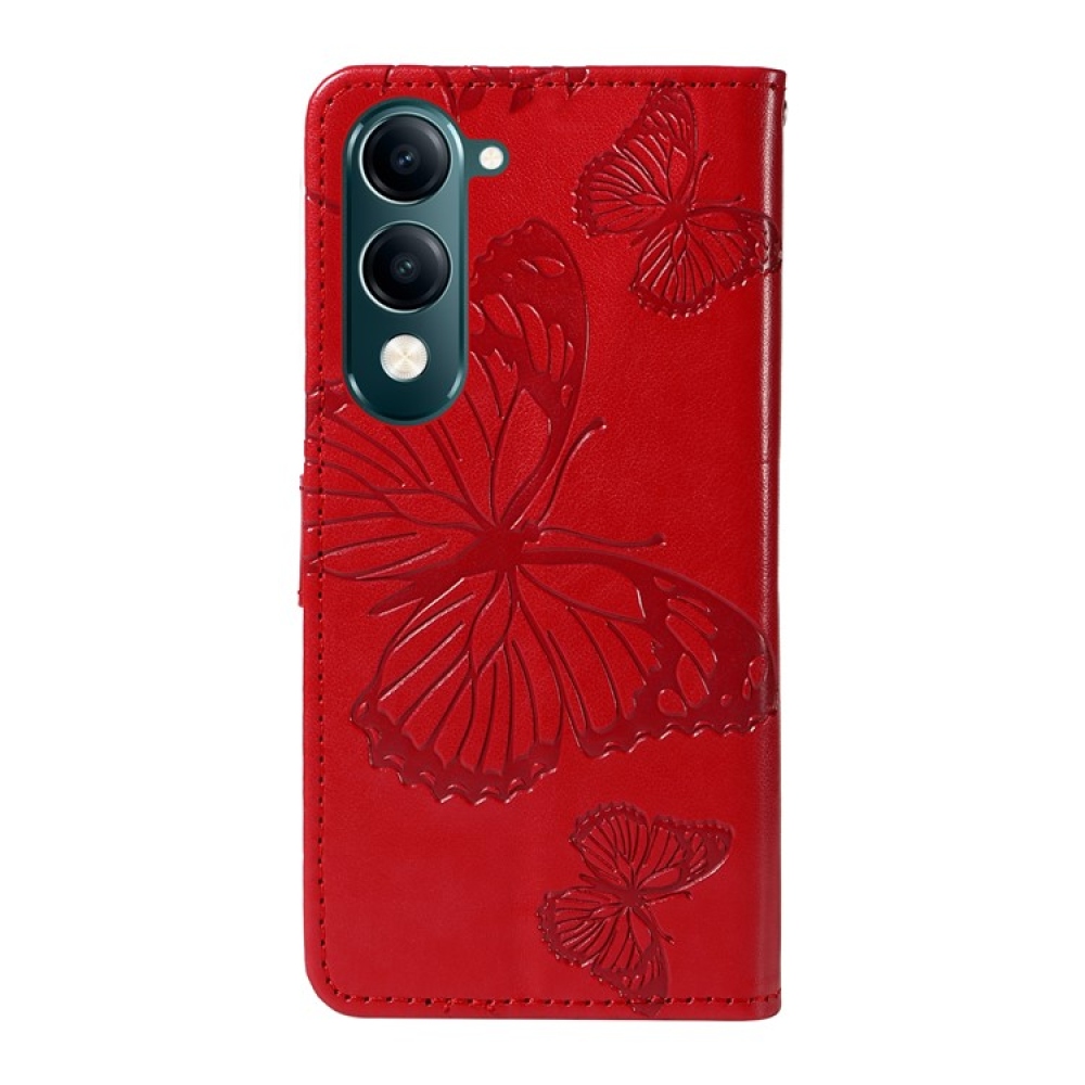 Nagy pillangó könyv tok a Vivo Y29s 5G-hez - piros