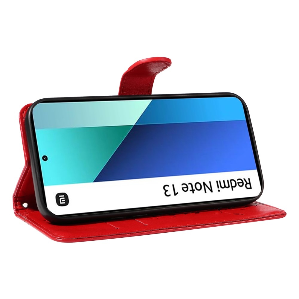 Virágos könyv tok Xiaomi Redmi Note 13-hoz - piros