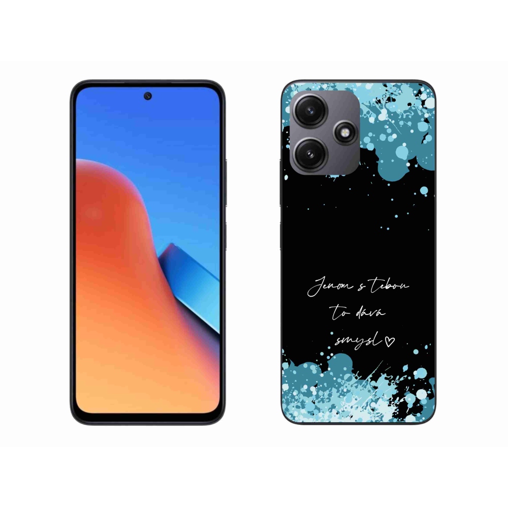 Gél borító mmCase a Xiaomi Redmi 12 5G-hez - szerelmes szöveg fekete háttérrel