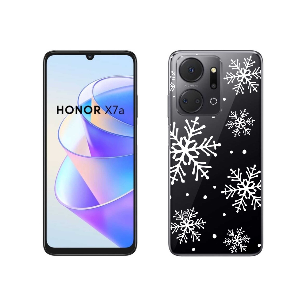 Zselés borítás mmCase a Honor X7a készülékhez - fehér pelyhek átlátszó háttéren