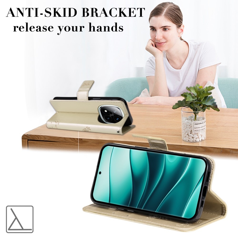 Fák könyv tokja Xiaomi Redmi Note 14 Pro 5G/Poco X7 5G/Note 14 Pro+ 5G - arany színű