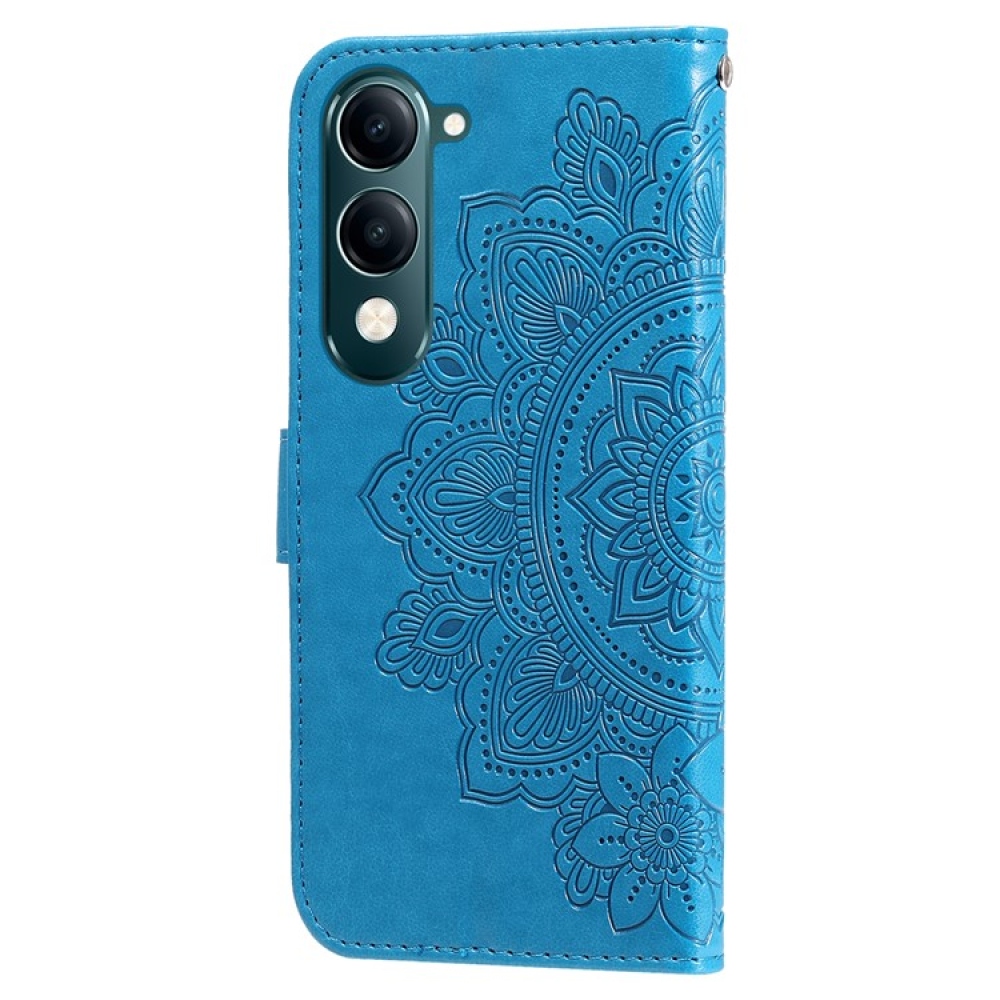 Virágos könyvtáska a Vivo Y29s 5G készülékhez - kék