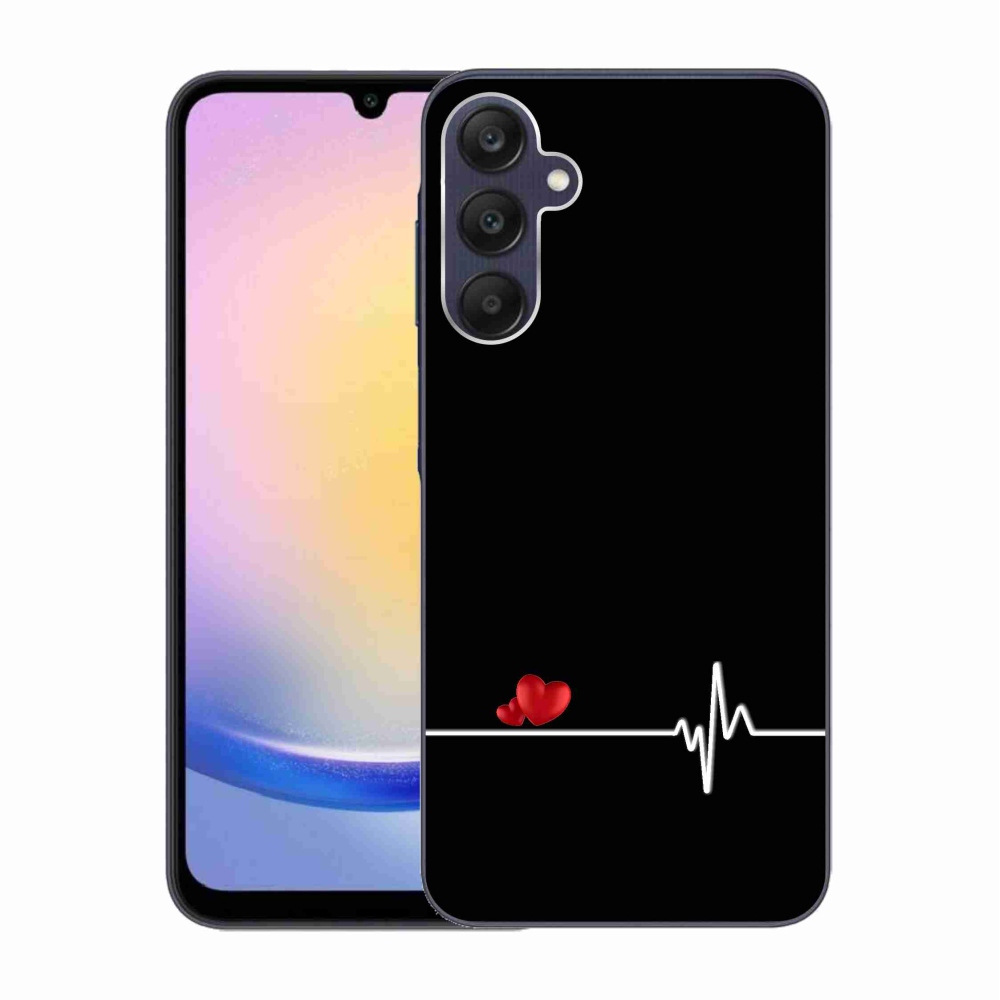Gél borító mmCase Samsung Galaxy A25 5G - szív és szívverés fekete háttérrel