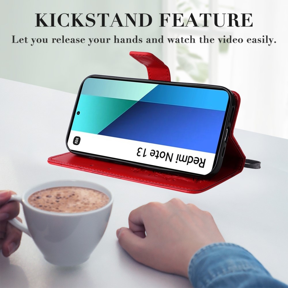 Nagy pillangó könyv tok Xiaomi Redmi Note 13-hoz - piros