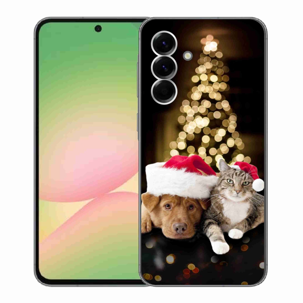 Gél borítás mmCase Samsung Galaxy A56 5G - Karácsonyi kutya és macska