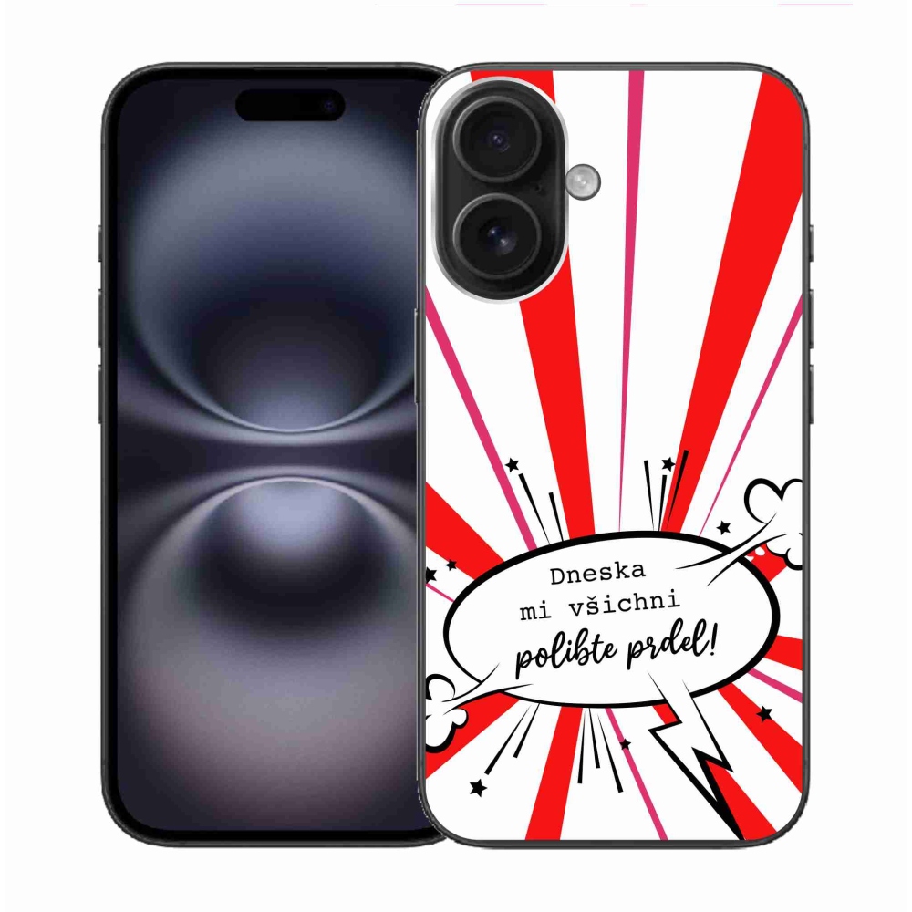 Gél borító mmCase iPhone 16 készülékhez - vicces szöveg 15 fehér háttér