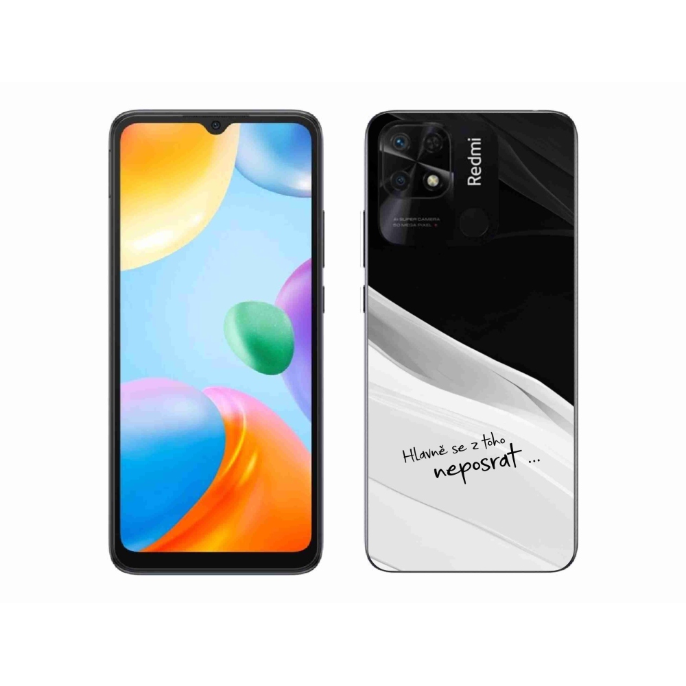 Gél borító mmCase a Xiaomi Redmi 10C-hez - vicces szöveg 13 fehér és fekete háttérrel