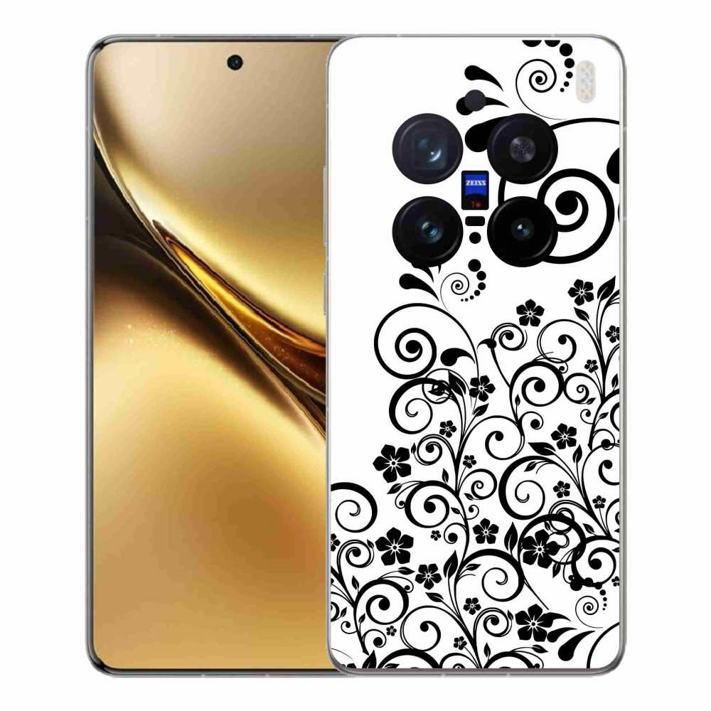 Zselés borítás mmCase a Vivo X200 Pro 5G-n - fekete és fehér virágminták