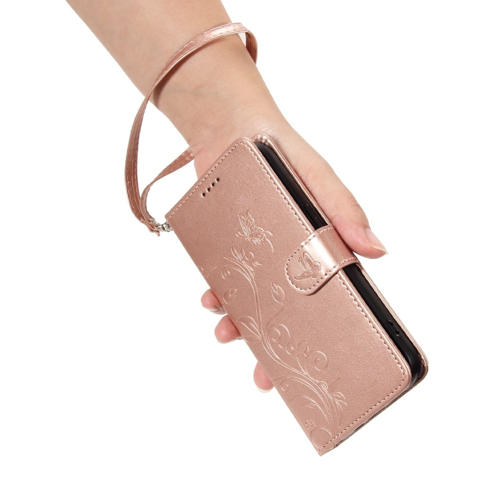 Virágok könyvtáska Honor X7b/Honor 90 Smart - rózsaarany