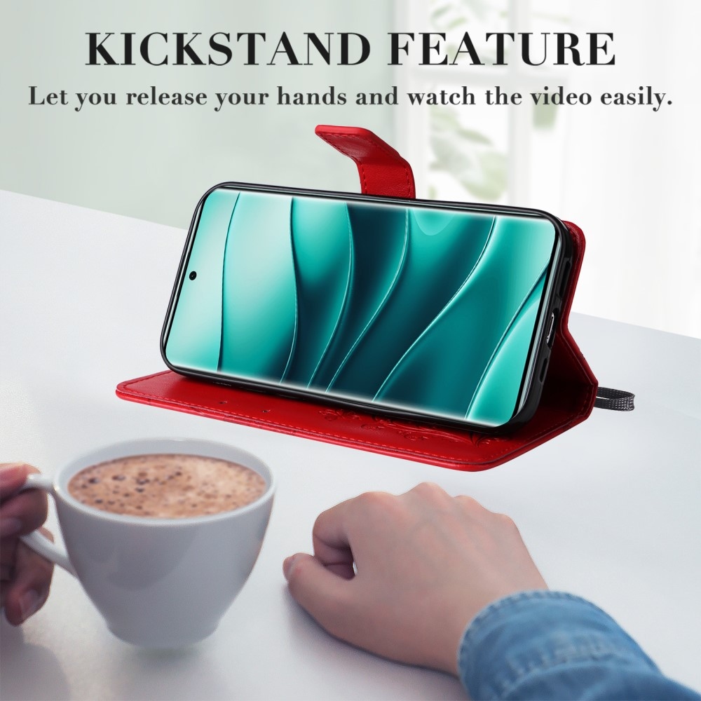 Nagy pillangó könyv tok Xiaomi Redmi Note 14 Pro 5G/Poco X7 5G/Note 14 Pro+ 5G - piros