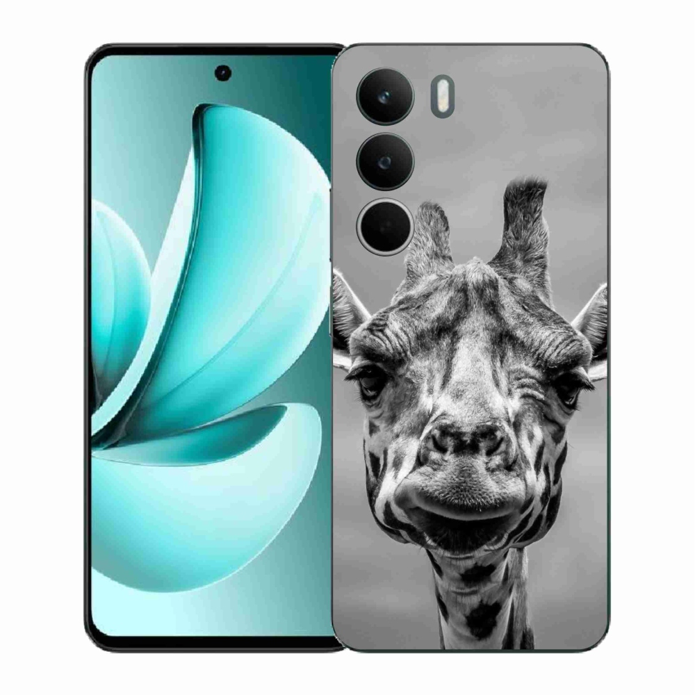 Zselés borítás mmCase a Realme C71 készülékhez - fekete-fehér zsiráf