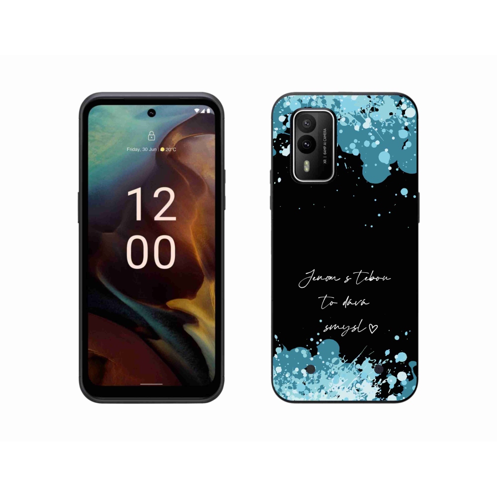 Gél borító mmCase a Nokia XR21 készülékhez - szöveg szerelemben fekete háttérrel