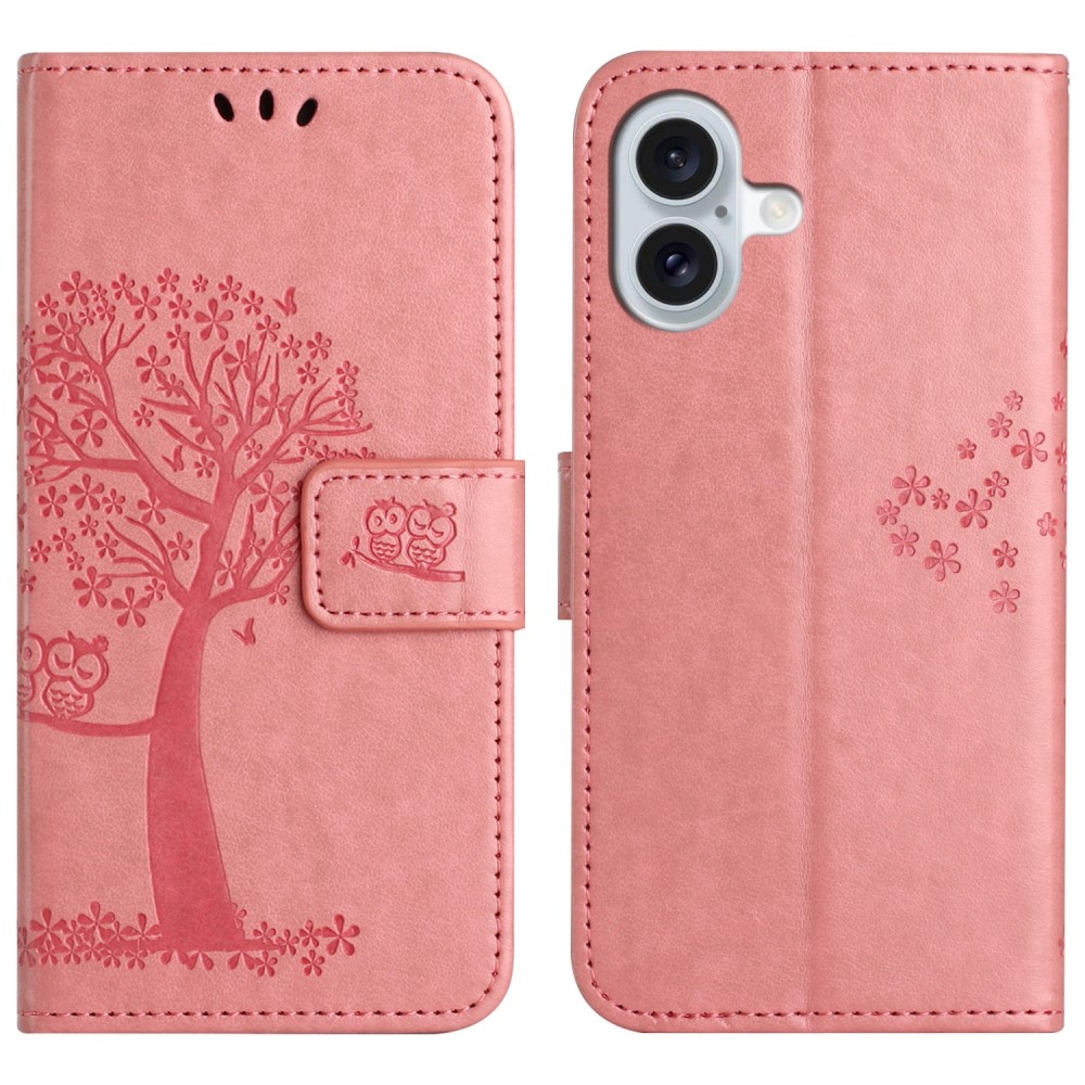 Fa könyv tok iPhone 16-hoz - rózsaszín