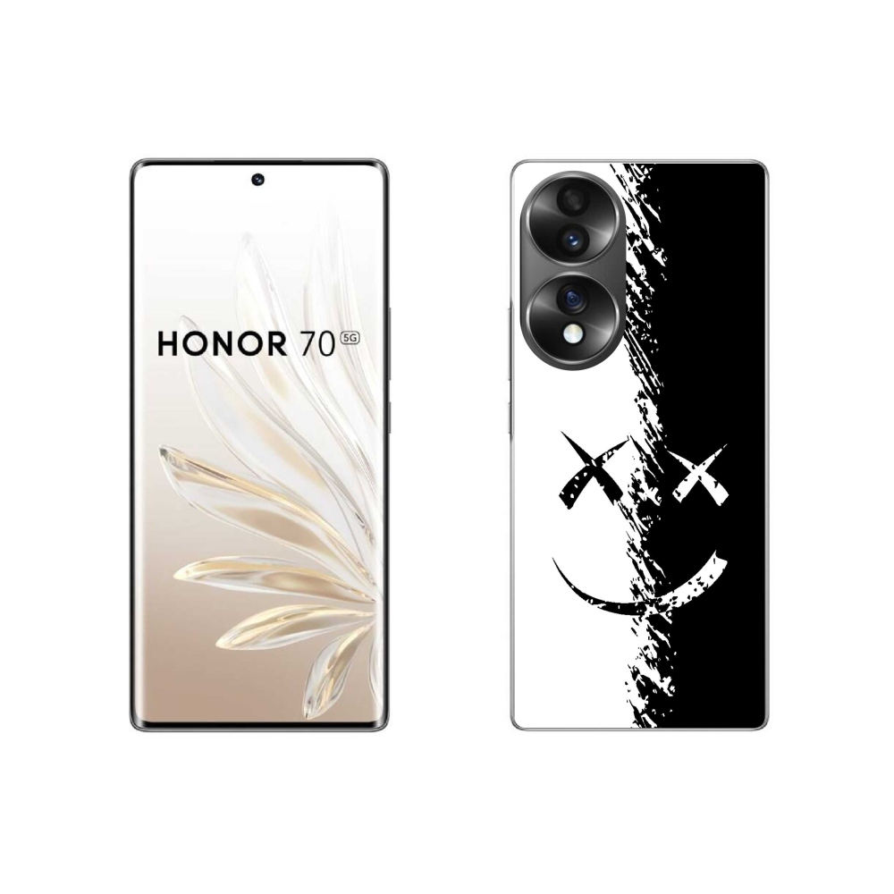 Zselés borító mmCase a Honor 70 készülékhez - fekete-fehér mosolygó