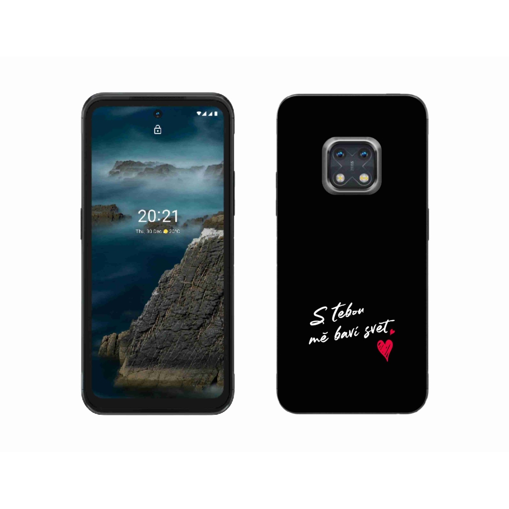 Zselés borító mmCase a Nokia XR20 készülékhez - szerelmes szöveg 1 fekete háttér