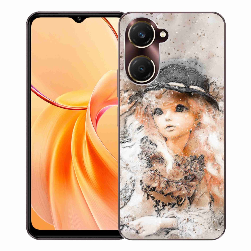 Gél borító mmCase a Vivo Y28s 5G-hez - lány kalapban