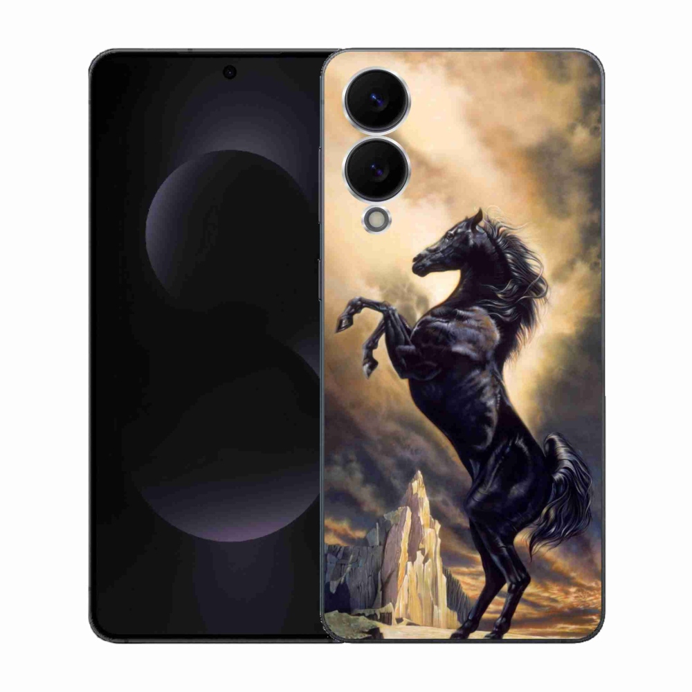 Zselés borítás mmCase Samsung Galaxy S25 Edge készülékhez - fekete rajzfilm ló