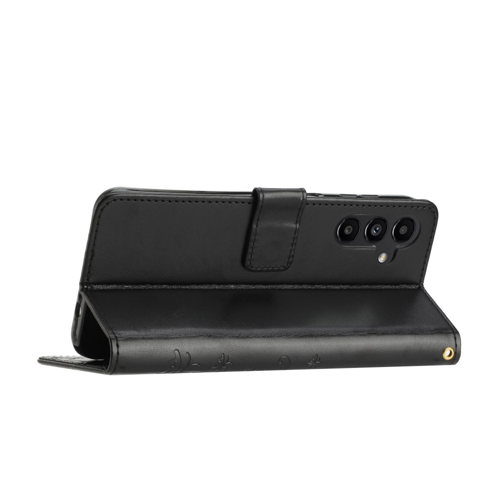 Virágok könyv tok Samsung Galaxy S25+ készülékhez - fekete